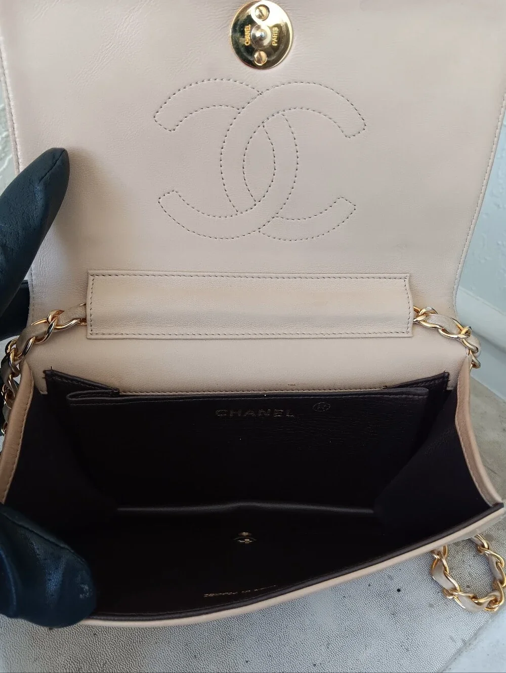 Chanel Vintage Small Full Flap Beige Lambskin 24K Gold Plated ✨ COA - Picture 14 of 15